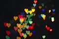 Bright hearts on a dark background