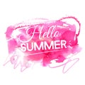 Bright hello summer illustration. Text on artistic