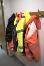 Bright High Visibility Jackets hanging Royalty Free Stock Photo