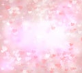 Bright holiday background, Valentine`s day, glitter, glow, blurred bokeh background, circles, beautiful, pink, white, love, heart Royalty Free Stock Photo