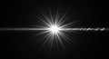 Bright horizontal star flare with sharp radiant light rays Royalty Free Stock Photo