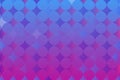 Bright horizontal vector abstract background. Gradient geometric shapes of rhombuses and circles. Modern techno purples, pinks and