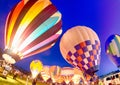 Bright Hot Air Balloons Glowing at Night Royalty Free Stock Photo