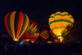 Bright Hot Air Balloons Glowing at Night