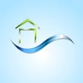 Bright house logo and wave design