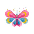 Bright icon of butterfly with gradients and texture. Insect with two pairs of beautiful wings. Abstract flat vector Royalty Free Stock Photo