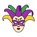 Venetian mask for Mardi Gras. Isolated single symbol on white background Royalty Free Stock Photo