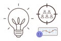Bright Idea, Audience Targeting, and Positive Data Insights in a Strategic Framework Royalty Free Stock Photo