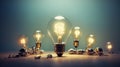 Bright idea concep light bulbs Royalty Free Stock Photo