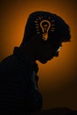 The bright idea concept with light bulb and man Royalty Free Stock Photo