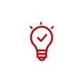 Bright Idea Confirmation: A Red Lightbulb Symbolizing Success and Validation Royalty Free Stock Photo