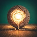 A Bright Idea Glowing Inside a Ball of Twine Royalty Free Stock Photo