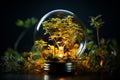 A Bright Idea: Illuminated Light Bulb with Enchanting Tree Inside Royalty Free Stock Photo