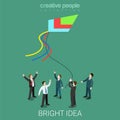 Bright idea kite running business flat isometric vector 3d