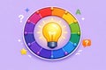Bright Idea Lightbulb With Colorful Spinning Wheel Keywords: idea, lightbulb, innovation Royalty Free Stock Photo