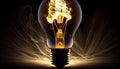 Bright ideas in glowing light bulb filament generated by AI Royalty Free Stock Photo