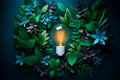 Bright Ideas for a Greener Future: A Paper-Cut Image of a Light Bulb with Leafy Surroundings