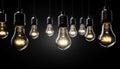 Bright ideas illuminated by glowing light bulb filament generated by AI Royalty Free Stock Photo