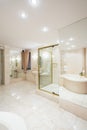 Bright illuminated washroom interior