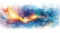 Bright illustration of cosmic energy surge with dynamic interplay of electric blues and fiery reds. Magnetic storm in Royalty Free Stock Photo