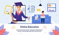 Bright Illustration Inscription Online Education.