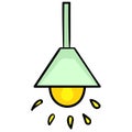 Bright incandescent lamp, doodle kawaii. doodle icon image