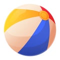 Bright infatible beach ball. Red, yellow, blue stripes rubber toy icon. Summer leisure, water or sand game concept Royalty Free Stock Photo