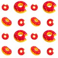 Bright inflatable donut ring pattern on white background.