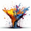 Bright ink or watercolor splash splatter stain brush strokes on white background. Ai Generated Royalty Free Stock Photo