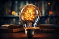 Bright intellect Light bulb, book unite, portraying innovative ideas sparked by education