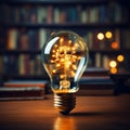 Bright intellect Light bulb, book unite, portraying innovative ideas sparked by education