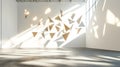 Interior space with triangular shapes on the wall and sunlight streaming through the window ai generated Royalty Free Stock Photo