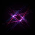 Bright intersecting neon lines create a dynamic geometric pattern on a black