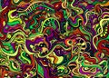 Bright intricate abstract doodle style line psychedelic background.