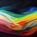 Bright iridescent abstract wavy pattern. Dynamic abstraction. Imitation oil painting. Background image. AI-generated