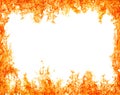 Bright isolated on white orange flame frame