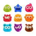 Bright Jelly Characters with Emotions. Vector Illustration Royalty Free Stock Photo