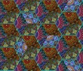 Bright and joyful patchwork ornamental background. Indian, Mexican, Arabian motives