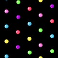 Bright and joyful seamless pattern with multicolor balls isolated on the black background. Vector illustration Royalty Free Stock Photo