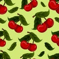 Bright jucy fresh cherry fruit vector. Cherries