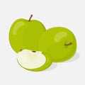 Bright juicy apples on grey background. Sweet delicious for your design in cartoon style. Vector illustration. Fruit Royalty Free Stock Photo