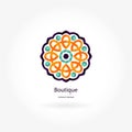 Bright and juicy beautiful circular logo for boutique, flower shop, business. Company mark, emblem, element. Simple geometric