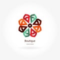 Bright, juicy beautiful circular logo for boutique, flower shop, business, interior. Company mark, emblem, element. Simple geometr