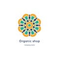 Bright and juicy beautiful circular logo for organic shop, eco product.