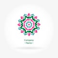 Bright juicy beautiful circular logotype. Logo for boutique, sweets. Company mark, emblem, element. Simple geometric mandala logo