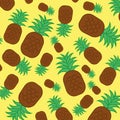 Bright juicy pattern with ripe pineapples. Whole and sliced