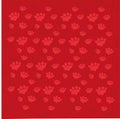 Bright red background with pet paws.