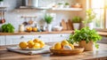Bright kitchen countertop still life with lemons and an egg. Generative AI Royalty Free Stock Photo