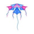 Bright Kite as Tethered Craft with Wing Surface and Tail Vector Illustration