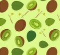 Pattern with kiwi green leaves